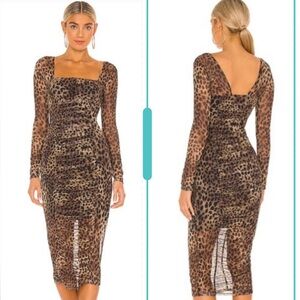 Jonathan Simkai Kai Ruched Leopard Print Dress Size S
